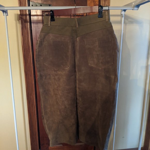 Vintage 80's-90's Khaki Green Suede Suit - Picture 3 of 8